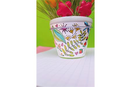 Pot de fleurs plastique à décorer diam. 11 cm, hauteur 9,5 cm