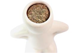 Bonhomme en porcelaine mate à décorer, 8 x 6 x.5 cm, cheveux herbe