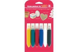 6 stylos peinture 3D 10.5 ml couleurs vives