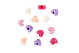 Perles acryliques cœurs 12x9 mm 5 couleurs - 40 grs
