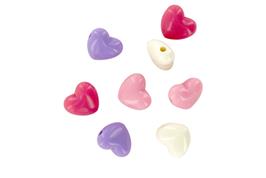 Perles acryliques cœurs 17x15 mm 5 couleurs - 47 grs