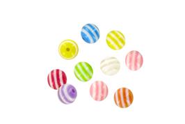 Perles acryliques bayadères 10 mm 8 couleurs - 34 grs
