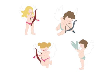 8 embellissements bois peint "Cupidons"