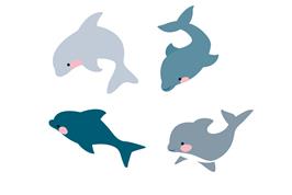 8 embellissements bois peint "Dauphins"