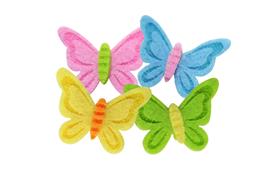 8 papillons feutrine autocollants 3,2 x 2,5 cm 4 couleurs