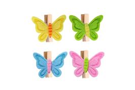 8 pinces papillons feutrine 4 couleurs 3,5 x 2,2 cm