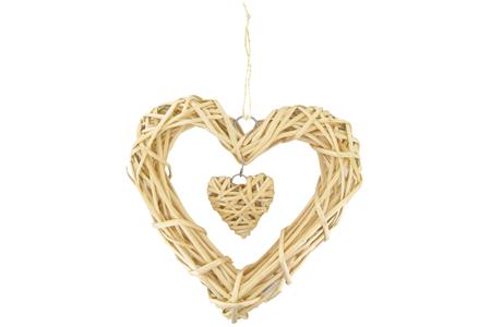 Cœur et mini cœur 8cm intérieur osier naturel, struct métal