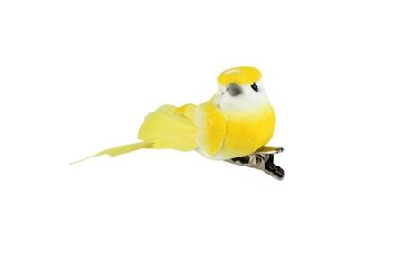 2 oiseaux sur pinces, plumes naturelles, 5x2,5 cm 