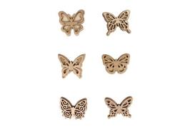 6 stickers bois autocollants papillons assortis 5x4 cm