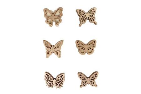 6 stickers bois autocollants papillons assortis 5x4 cm