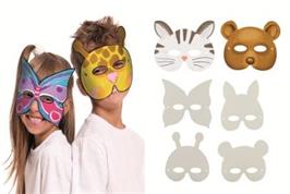 12 masques animaux assortis en cartons blanc, avec élastiques