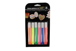 6 stylos peinture 3D 10.5 ml, couleurs phosphoresentes 