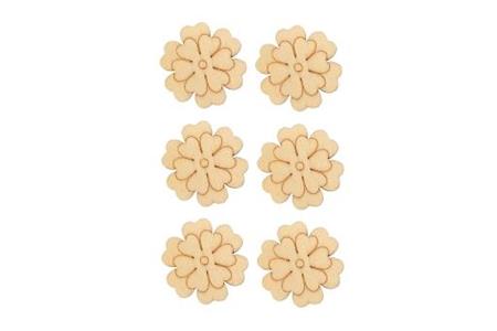 6 pinces à linge fleurs bois 4,5 cm