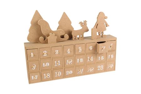 Calendrier de l'avent 24 tiroirs -scène de noël - MDF- 