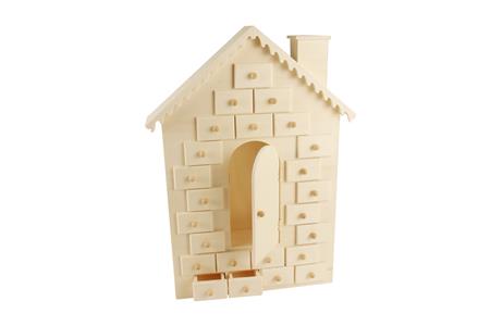 Maison en bois calendrier de l'avent H 42 x L 27 x 6.5 cm