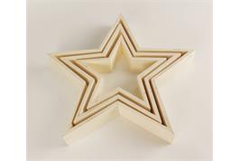 Set de 3 étoiles en bois à poser - diam. 35-30-25x5 cm