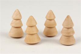 4 minis sapins stylisés en bois à poser - 4 x 2.5 cm