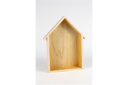 Etagère forme maison en bois à poser ou à suspendre - 25 x 19,5 x 7 cm
