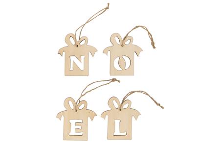 4 cadeaux "lettres Noël" à suspendre 8 cm