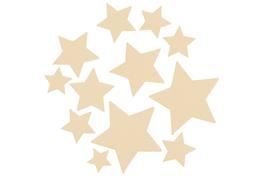 12 étoiles bois brut tailles assorties 1,5 - 2,5 - 3,5 cm