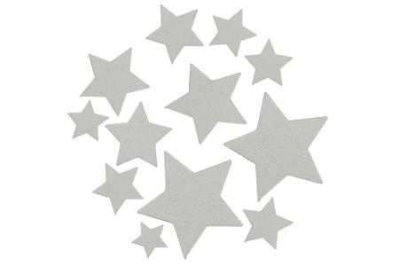12 étoiles "argent" tailles assorties 1,5 - 2,5 - 3,5 cm