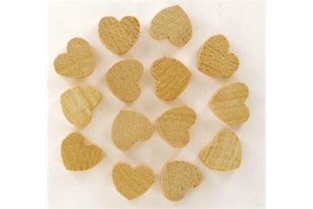 12 cœurs bois brut, 2,5x1 cm