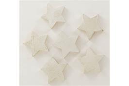 6 étoiles bois, blanches, 4,8x1 cm
