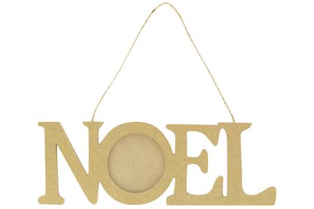 Mot Noël à suspendre MDF, avec déco ou photo à mettre dans le "O" 23x8x0,6 cm