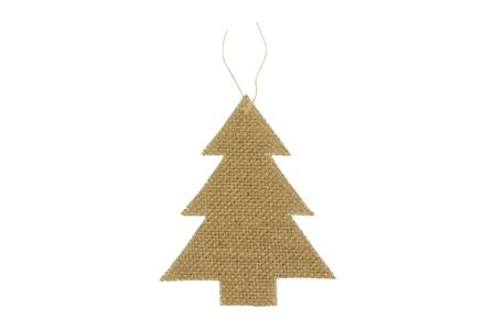 Sapin plat à suspendre, toile de jute, 15x12,5 cm