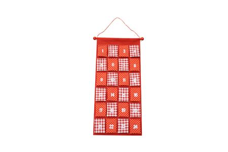 Calendrier de l'avent en feutrine rouge à suspendre avec 24 pochettes en  tissu - L 38,5 x H 83 cm - dim. Pochette :H 11,5 x L 8,5 cm