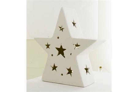 Etoile céramique blanche, 17x6 cm, led multicolore