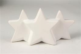 Déco à poser en céramique blanche - 3 étoiles - 15 x 8,5 x 4 cm
