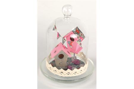 Mini cloche en verre fin couvercle amovible - 13,5 x 10 x 10 cm