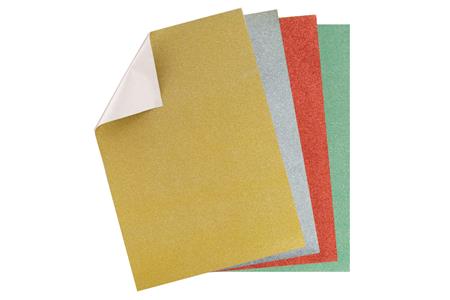 6 feuilles souple autocollantes métallisées 20 x 30 cm (2 or, 2 argent, 1 rouge, 1 verte)