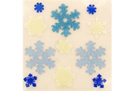 Flocons en gel "gelly"  vitrostatique (3 à 6 cm), 11 pièces, planche 20 cm