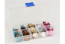 Boîte 20 grs sequins forme flocon couleurs assorties - diam. 1,8 cm