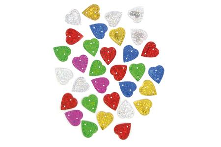 Sequins coeurs 3 cm métallisées couleurs assorties 35 grs