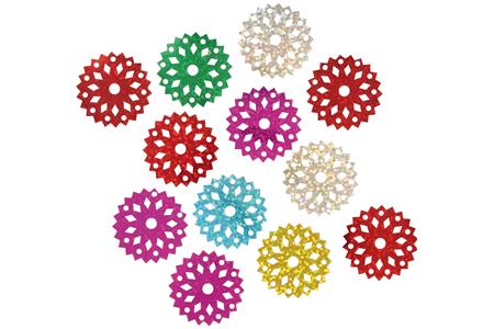 Sequins boules dentelles 3 cm métallisées couleurs assorties 35 grs