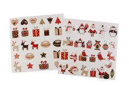 48 stickers transparents motifs Noël - tailles et couleurs assorties - dim. 2 à 4,5 cm
