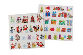 48 stickers transparents motifs Noël - tailles et couleurs assorties - dim. 1 à 4,5 cm