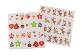 48 stickers transparents numérotés pour calendrier de l'avent - motifs Noël - tailles et couleurs assorties - dim. 3 à 3,5 cm