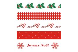 5 rubans Noël rouge,blanc et vert - 1 m chacun - largeur 1,5 cm