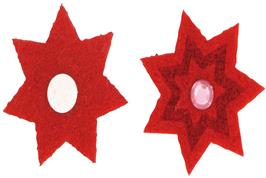 12 formes feutrine autocollantes étoiles strass 3,5 cm, rouge