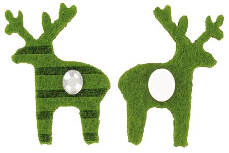 12 formes feutrine autocollantes rennes strass 3,5 cm, vert