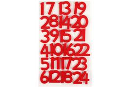 24 stickers chiffres en feutrine rouge - 3 cm