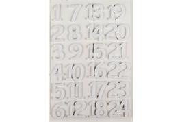 24 stickers chiffres en feutrine blanc - 3 cm