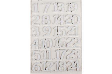 24 stickers chiffres en feutrine blanc - 3 cm