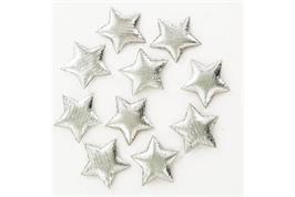 10 étoiles textiles scintillantes argent 3 cm