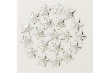 20 étoiles textiles scintillantes argent 2 cm