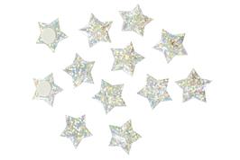 16 stickers étoiles 3 cm argent scintillant en textile autocollant